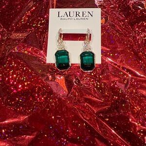 Lauren Ralph Lauren Emerald Green and Silver Earrings